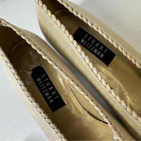 Vintage Stuart Weitzman Textured Cream Tan Old Money Women's Shoes Size 9 1/2 - Picture 4 of 16